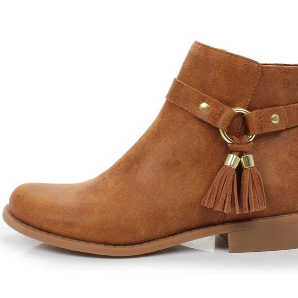 Women's Tassel Decor Zip Closure Chunky Low Heel Boot Fashion Daily Ankle Bootie - Picture 3 of 8